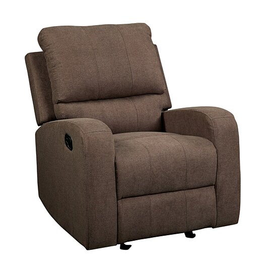 Saltoro Sherpi Metal and Fabric Reclining Club Chair, Brown